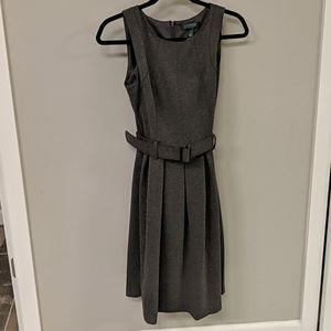 Gray Sleeveless Belted Dress
